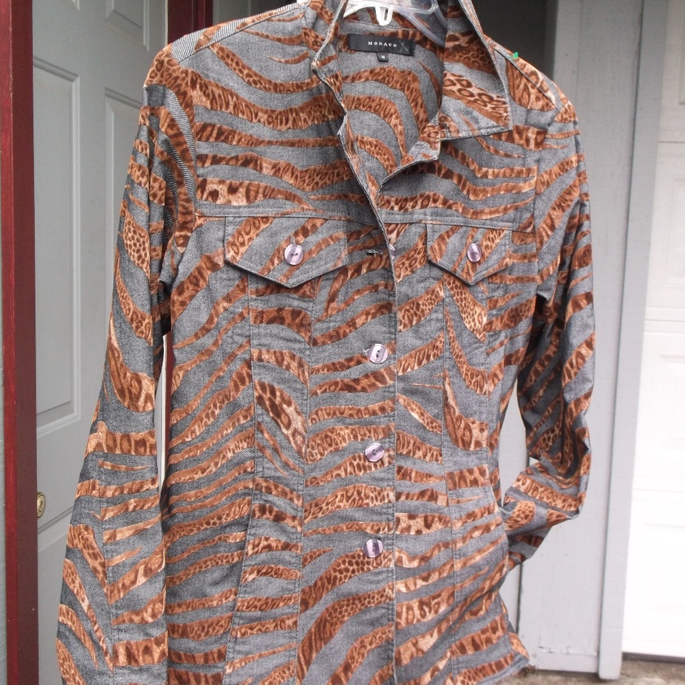 Monaco Blue Denim Velvet strips  Jacket